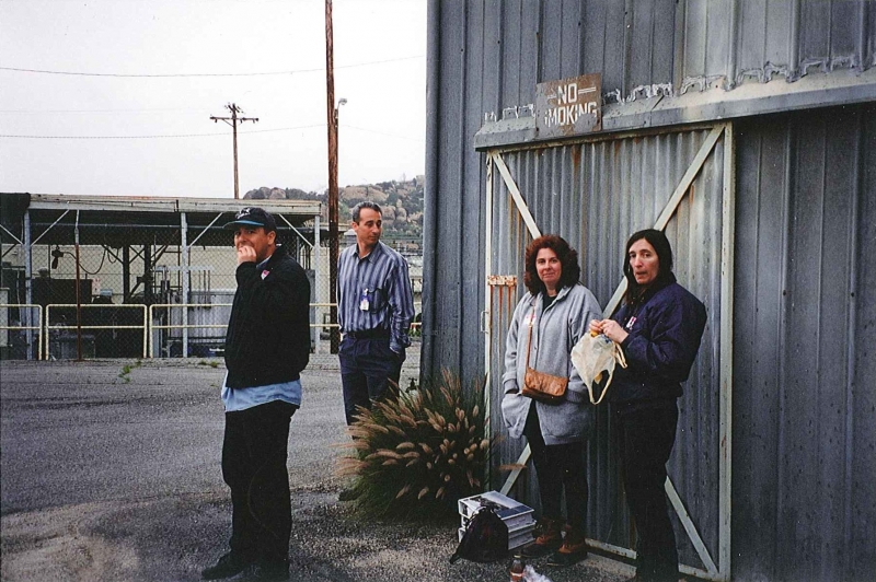 Joe Lyou, Art Lennex (Boeing), Marie Mason and Dawn Kowalski watching vapor testing at SSFL site 20100805185606138_0013