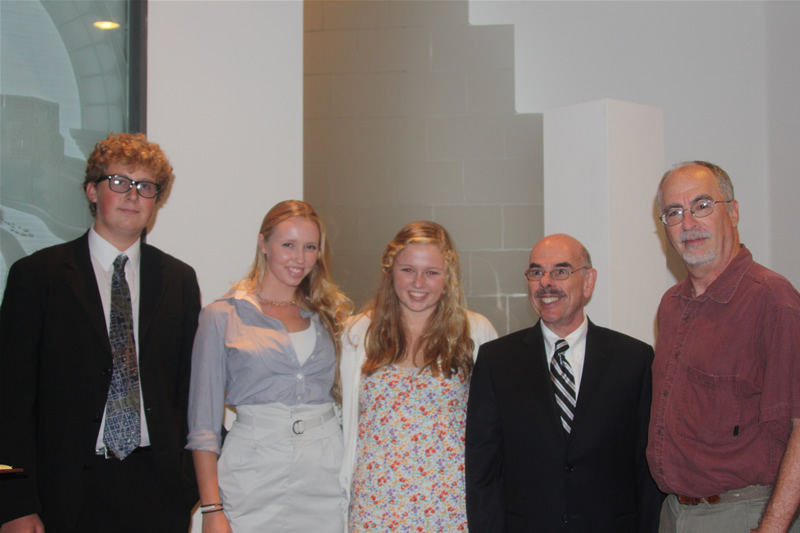 Teens Against Toxins members Ryan Moorman, Devyn Gortner, and Robin Estrin with Rep. Waxman and Eric Estrin at West Hill Neighborhood Council Meeting August 11, 2010 waxman-teens-against-toxins-2